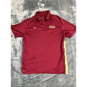 Nike Dri-Fit FSU Polo Shirt Mens Red & Gold Athletic Fit Size L